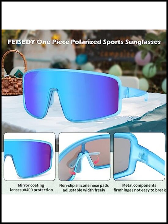 Polarized Oversized Shield Sports Sunglasses for Running Cycling Baseball